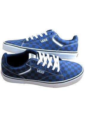 Vans Men's Seldan Tonal Checkerboard Dress Blues Canvas Skate shoes Size 10.5